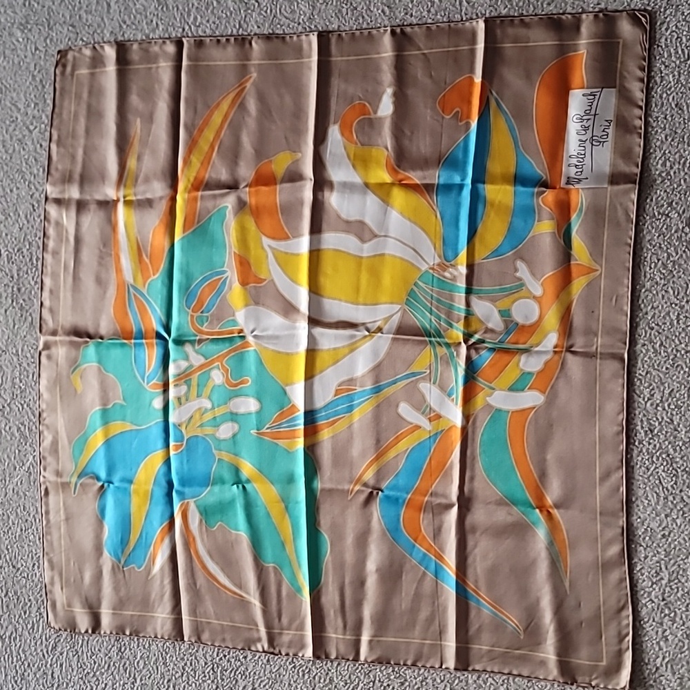 Vintage Madeleine DeRauch silk scarf